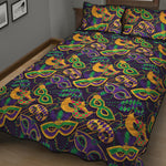 Mardi Gras Festival Pattern Print Quilt Bed Set