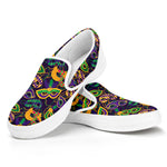 Mardi Gras Festival Pattern Print White Slip On Shoes