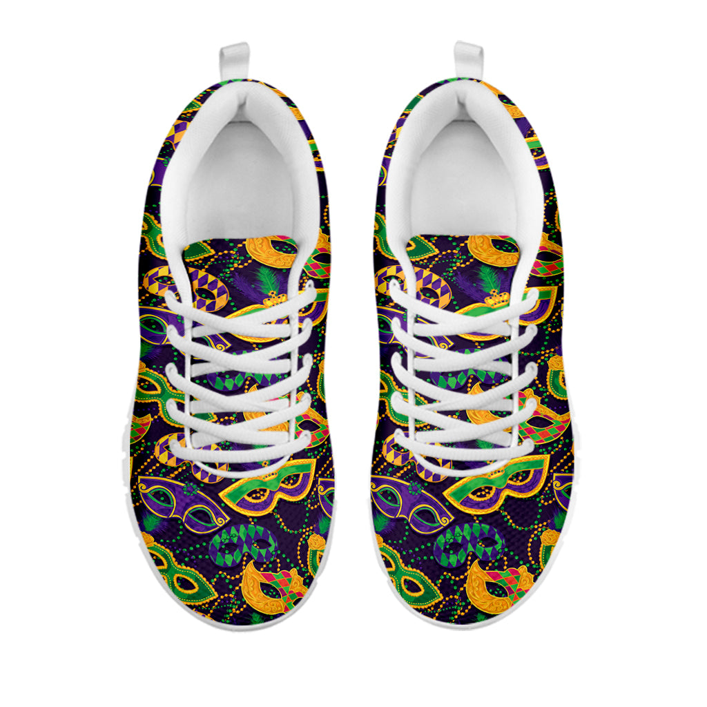 Mardi Gras Festival Pattern Print White Sneakers