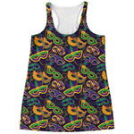 Mardi Gras Festival Pattern Print Women's Racerback Tank Top