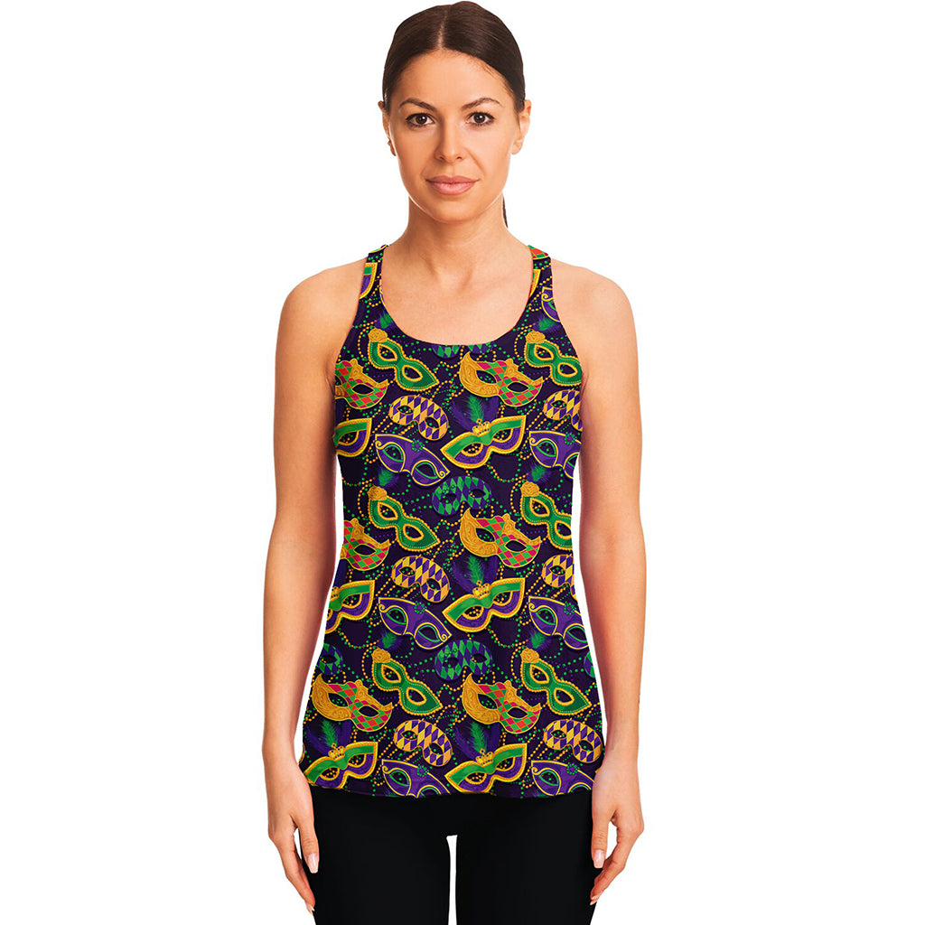 Mardi Gras Festival Pattern Print Women's Racerback Tank Top