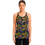 Mardi Gras Festival Pattern Print Women's Racerback Tank Top