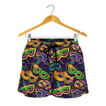 Mardi Gras Festival Pattern Print Women's Shorts