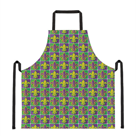 Mardi Gras Fleur De Lis Pattern Print Apron