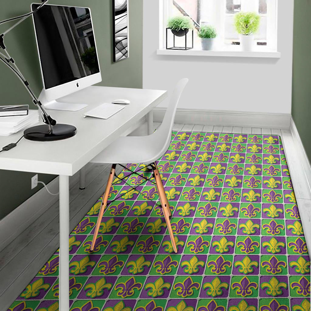 Mardi Gras Fleur De Lis Pattern Print Area Rug