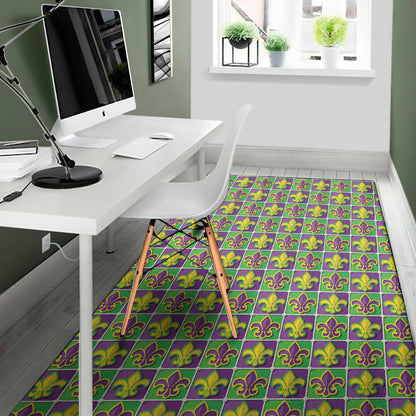 Mardi Gras Fleur De Lis Pattern Print Area Rug
