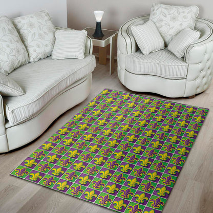 Mardi Gras Fleur De Lis Pattern Print Area Rug