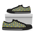 Mardi Gras Fleur De Lis Pattern Print Black Low Top Sneakers