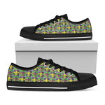 Mardi Gras Fleur De Lis Pattern Print Black Low Top Shoes