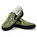 Mardi Gras Fleur De Lis Pattern Print Black Slip On Sneakers
