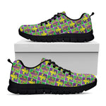 Mardi Gras Fleur De Lis Pattern Print Black Sneakers