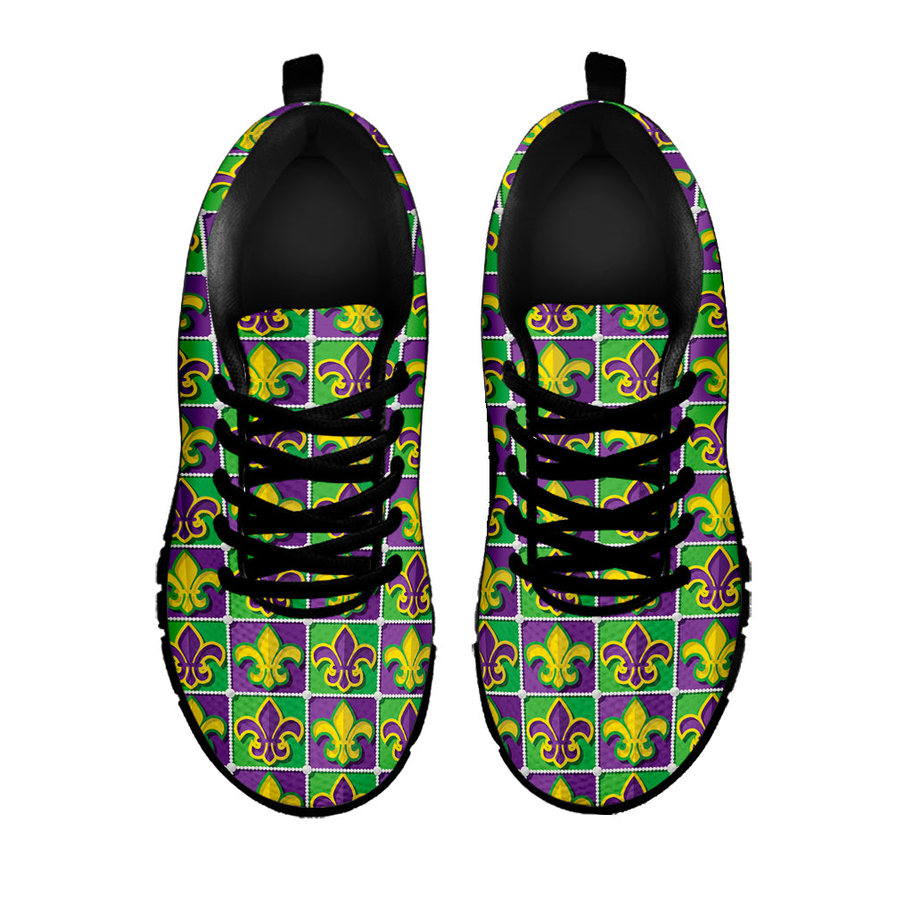 Mardi Gras Fleur De Lis Pattern Print Black Sneakers
