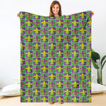 Mardi Gras Fleur De Lis Pattern Print Blanket
