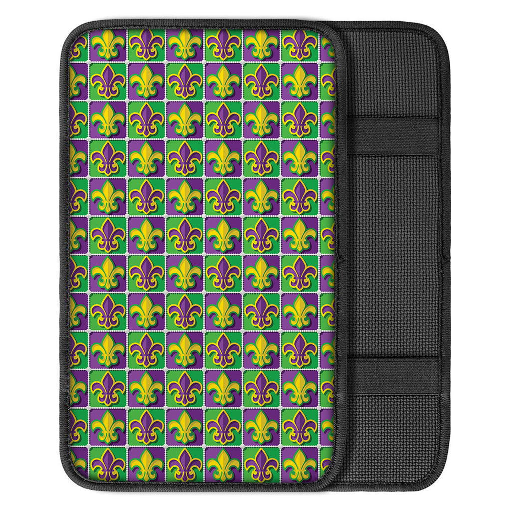 Mardi Gras Fleur De Lis Pattern Print Car Center Console Cover