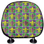 Mardi Gras Fleur De Lis Pattern Print Car Headrest Covers