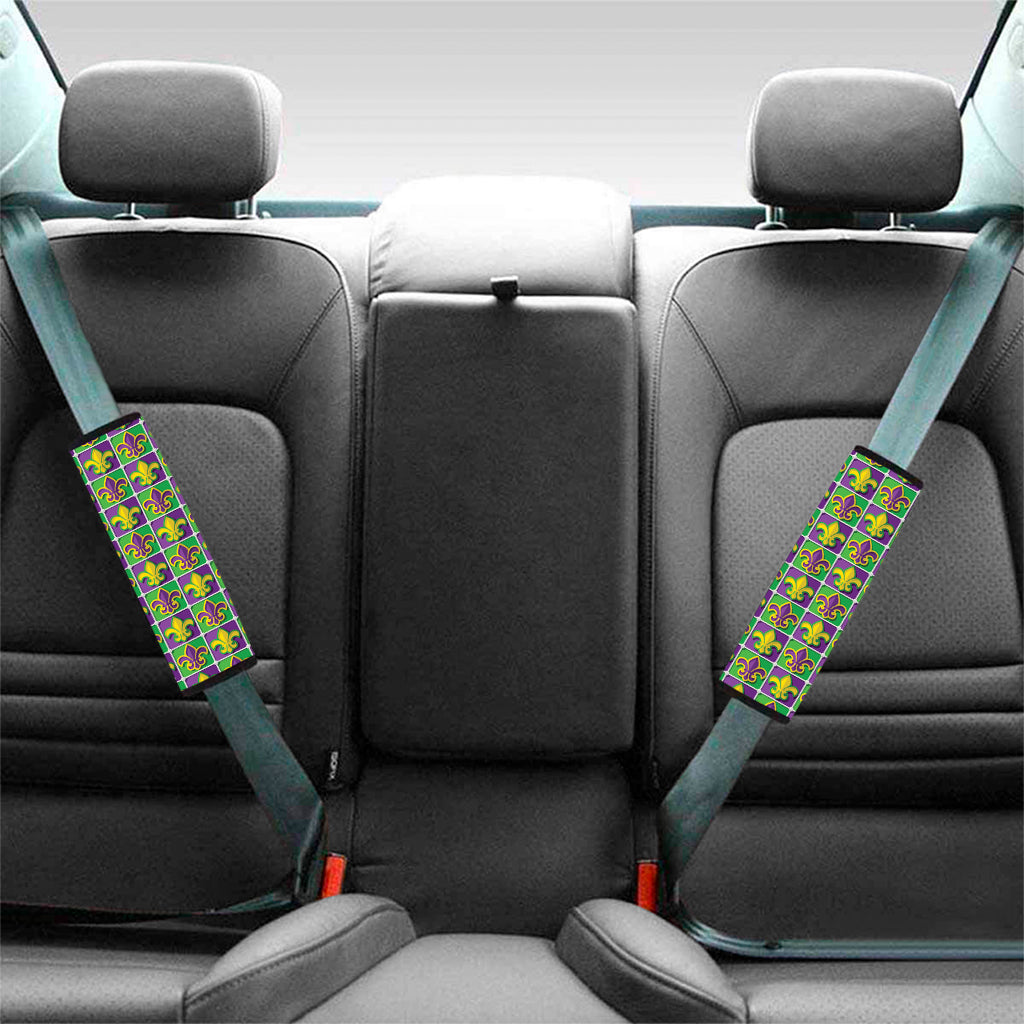 Mardi Gras Fleur De Lis Pattern Print Car Seat Belt Covers