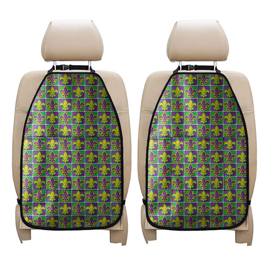 Mardi Gras Fleur De Lis Pattern Print Car Seat Organizers