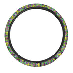 Mardi Gras Fleur De Lis Pattern Print Car Steering Wheel Cover