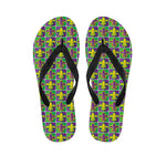 Mardi Gras Fleur De Lis Pattern Print Flip Flops