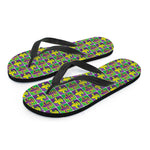 Mardi Gras Fleur De Lis Pattern Print Flip Flops