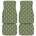 Mardi Gras Fleur De Lis Pattern Print Front and Back Car Floor Mats