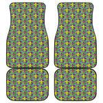 Mardi Gras Fleur De Lis Pattern Print Front and Back Car Floor Mats