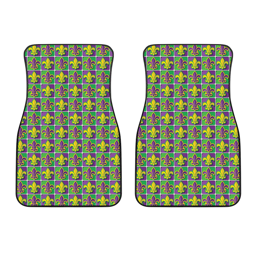 Mardi Gras Fleur De Lis Pattern Print Front Car Floor Mats