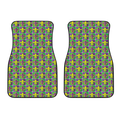 Mardi Gras Fleur De Lis Pattern Print Front Car Floor Mats