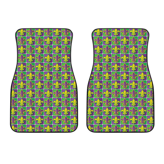 Mardi Gras Fleur De Lis Pattern Print Front Car Floor Mats