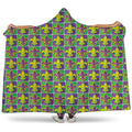 Mardi Gras Fleur De Lis Pattern Print Hooded Blanket