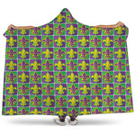 Mardi Gras Fleur De Lis Pattern Print Hooded Blanket