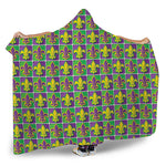 Mardi Gras Fleur De Lis Pattern Print Hooded Blanket