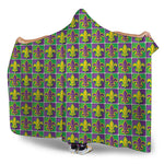 Mardi Gras Fleur De Lis Pattern Print Hooded Blanket