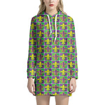 Mardi Gras Fleur De Lis Pattern Print Hoodie Dress