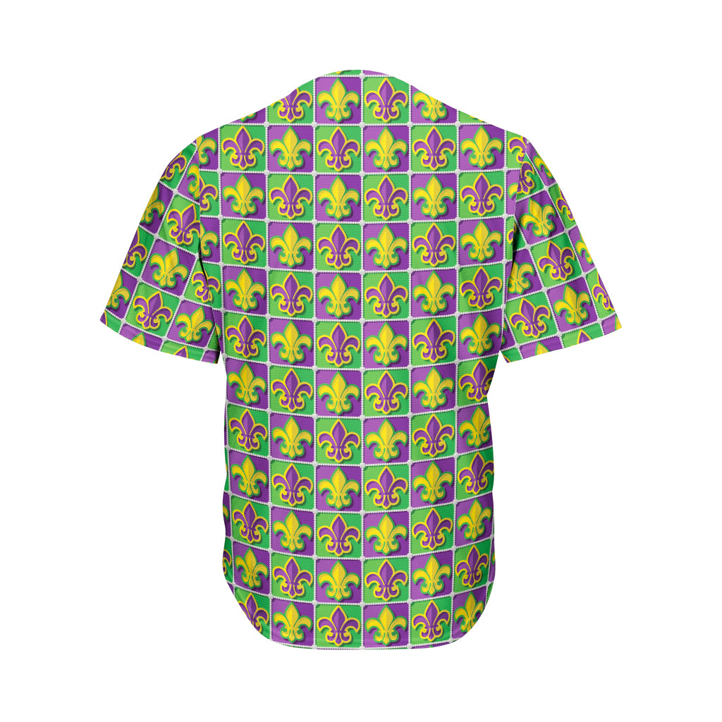 Mardi Gras Fleur De Lis Pattern Print Men's Baseball Jersey