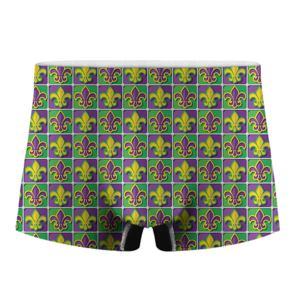 Mardi Gras Fleur De Lis Pattern Print Men's Boxer Briefs
