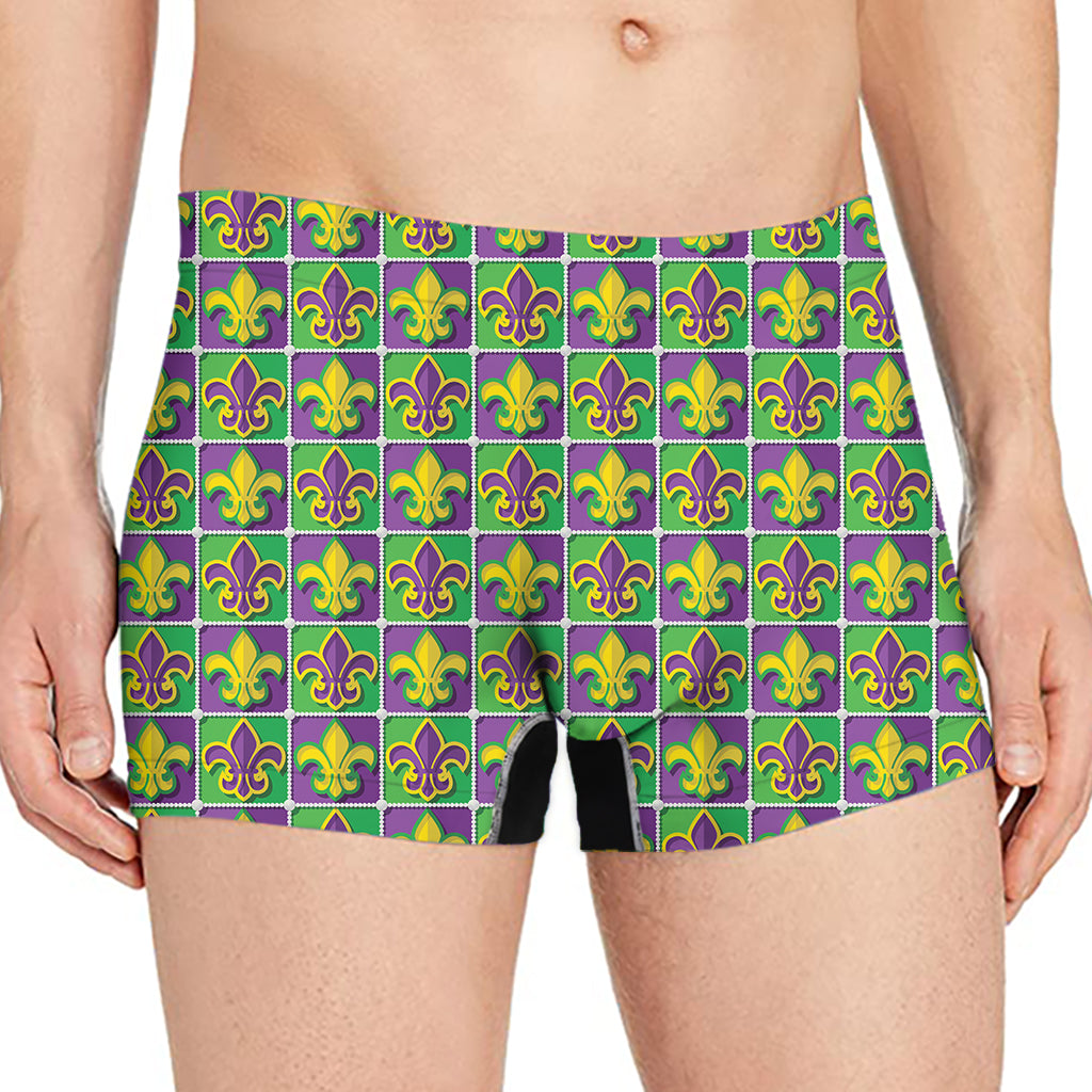 Mardi Gras Fleur De Lis Pattern Print Men's Boxer Briefs