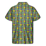 Mardi Gras Fleur De Lis Pattern Print Men's Short Sleeve Shirt
