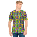 Mardi Gras Fleur De Lis Pattern Print Men's T-Shirt