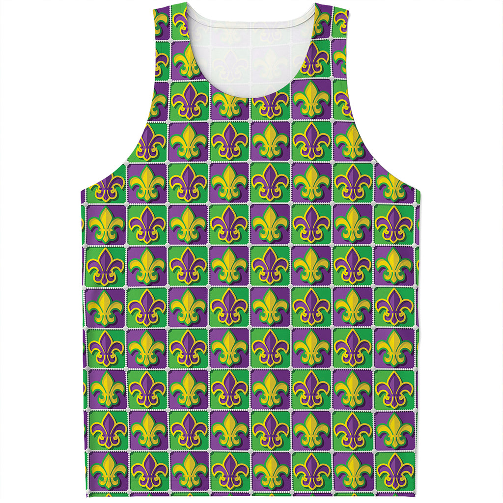 Mardi Gras Fleur De Lis Pattern Print Men's Tank Top