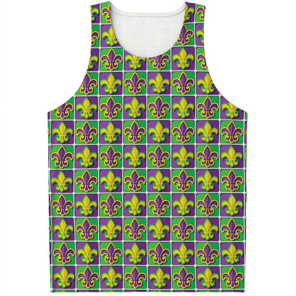 Mardi Gras Fleur De Lis Pattern Print Men's Tank Top
