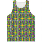 Mardi Gras Fleur De Lis Pattern Print Men's Tank Top