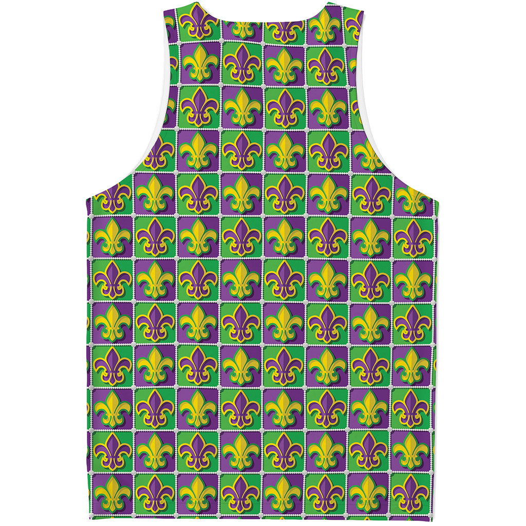 Mardi Gras Fleur De Lis Pattern Print Men's Tank Top