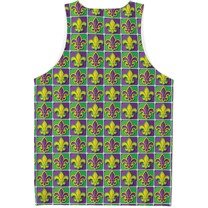 Mardi Gras Fleur De Lis Pattern Print Men's Tank Top