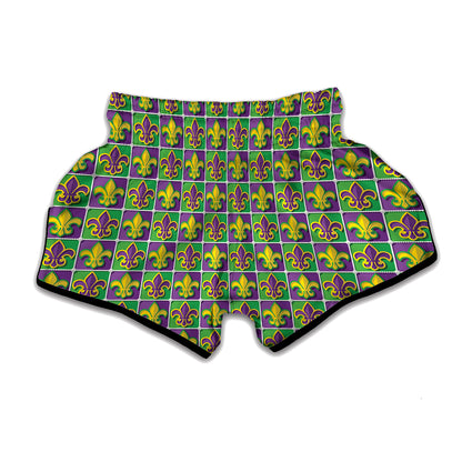 Mardi Gras Fleur De Lis Pattern Print Muay Thai Boxing Shorts