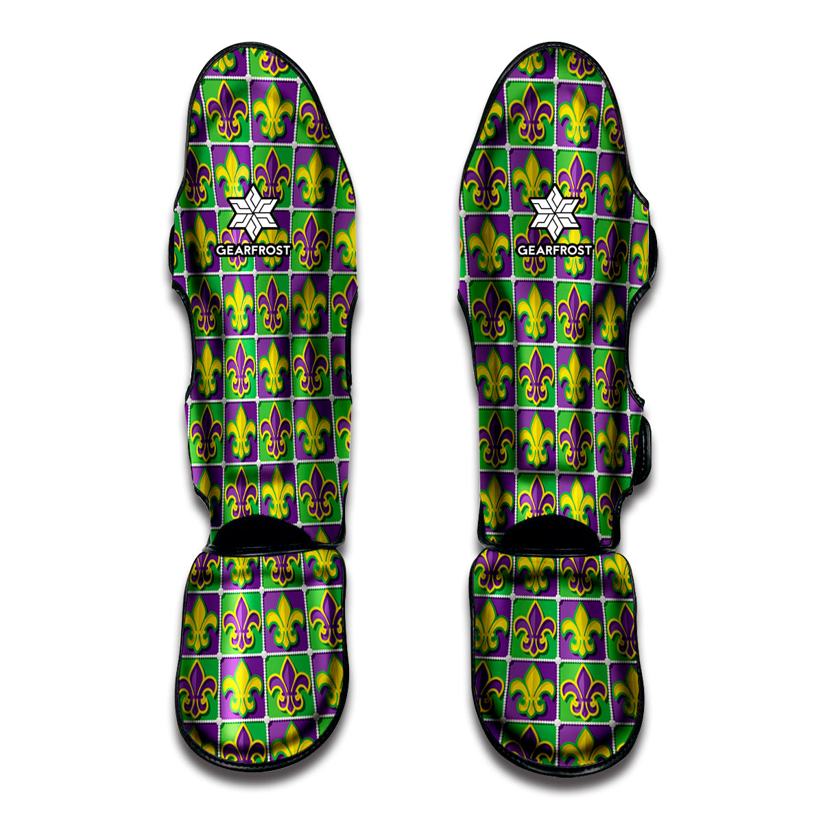 Mardi Gras Fleur De Lis Pattern Print Muay Thai Shin Guard