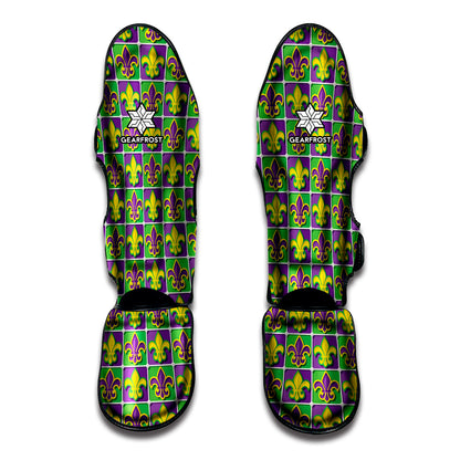 Mardi Gras Fleur De Lis Pattern Print Muay Thai Shin Guard