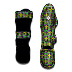 Mardi Gras Fleur De Lis Pattern Print Muay Thai Shin Guard