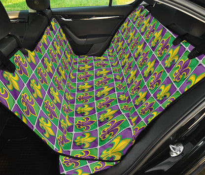 Mardi Gras Fleur De Lis Pattern Print Pet Car Back Seat Cover