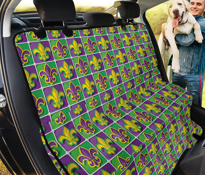 Mardi Gras Fleur De Lis Pattern Print Pet Car Back Seat Cover